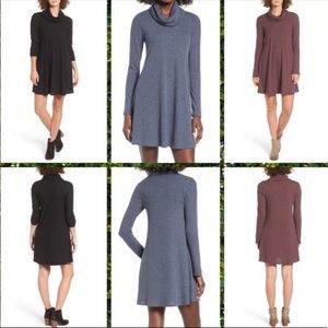 NEW Nordstrom Gray Ribbed Cowl Neck Dress, L